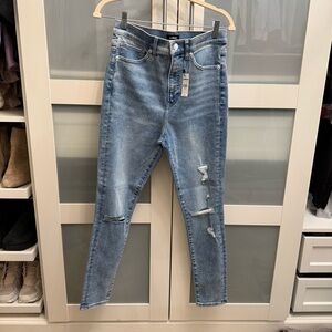 Express High Rise Distressed Blue Jeans